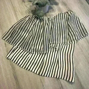 Doncaster Collection Striped Silk One shoulder top 6